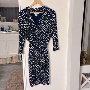 Navy Polka Dot Wrap Dress